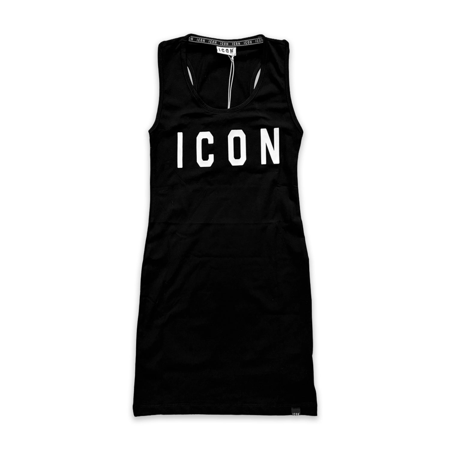 ABITO CANOTTA NERA STAMPA BIANCA IDA002W